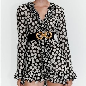 Zara ruffled polkadot blouse